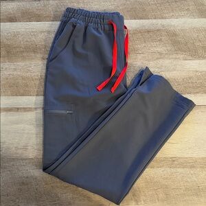 Figs Women's Navy Scrub Pants with Red Drawstrings